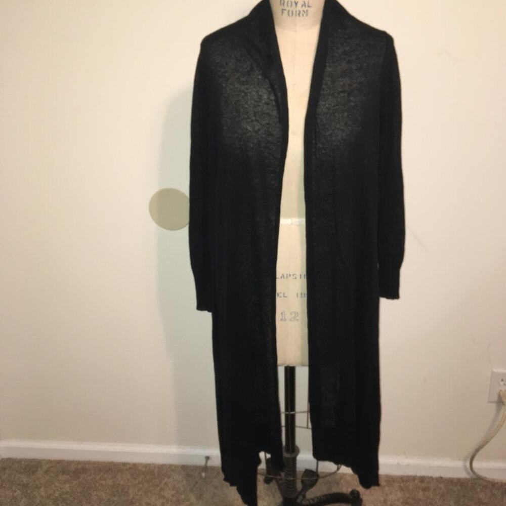 Acrobat Black 100% Linen Tie Front Sweater Jacket OS
